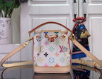 Louis Vuitton multicolor monogram bucket bag with top handle and adjustable strap