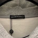 Hoodie neckline with interior brand label and stitch detail.
