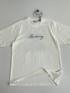 Burberry white T-shirt with front Burberry script logo