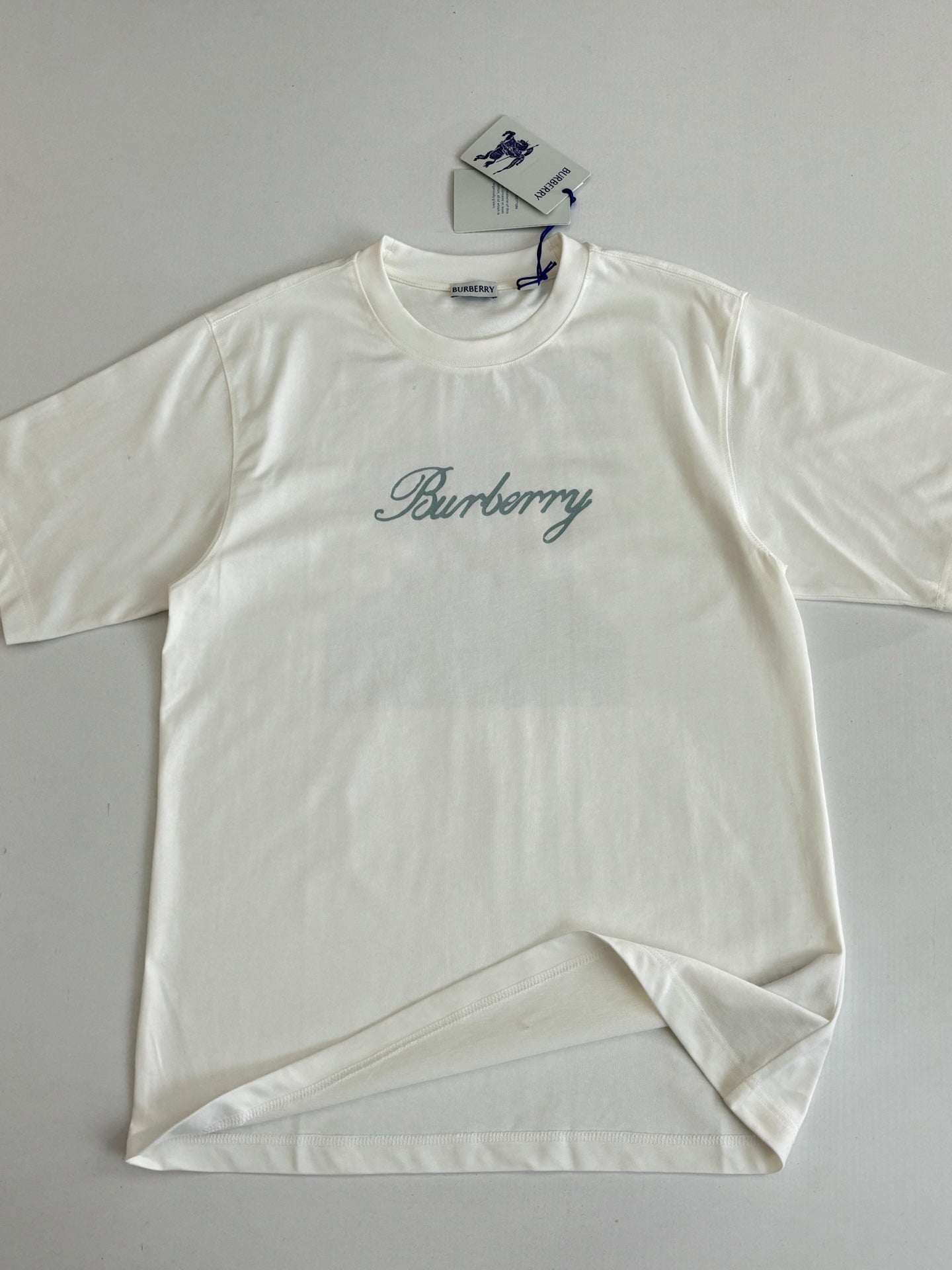 Burberry white T-shirt with front Burberry script logo