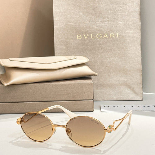 Bvlgari round sunglasses with gold-tone frame and clear gradient lenses