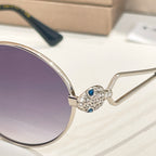 Bvlgari round sunglasses with jeweled bridge and gradient lavender lenses