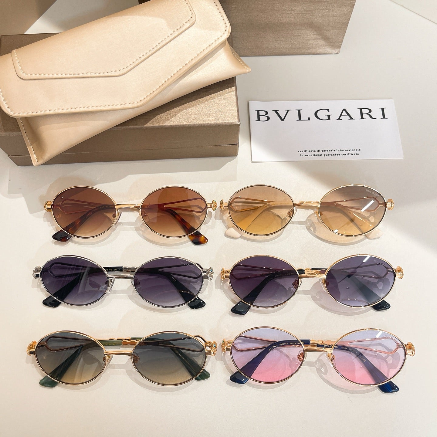 Bvlgari sunglasses assortment with mixed-tone frames and tinted lenses