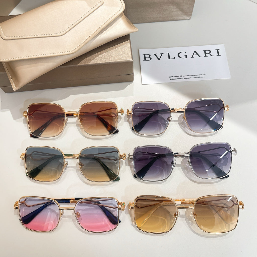 Bvlgari sunglasses assortment: mixed frames with tinted lenses and gold details