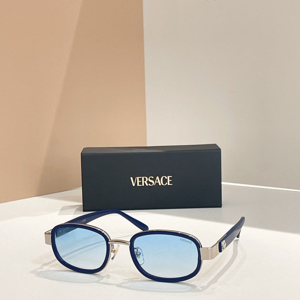 Versace sunglasses, blue frames with light blue tinted lenses