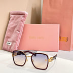 MiuMiu square sunglasses with burgundy frame and cream tinted lenses