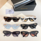 Balenciaga sunglasses set with multiple frames: black, light-blue, and translucent styles