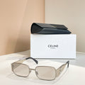Celine sunglasses with clear lenses and silver rectangular frames