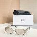 Celine sunglasses with clear lenses and silver rectangular frames