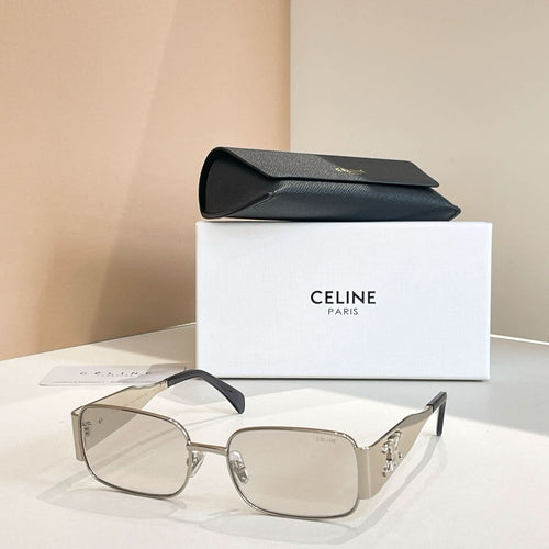 Celine sunglasses with clear lenses and silver rectangular frames