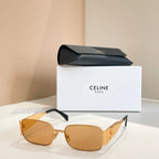 Sunglasses with tan lenses and gold square frames