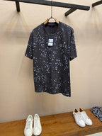 Louis Vuitton dark graphic short-sleeve T-shirt on hanger, crew neck and logo print