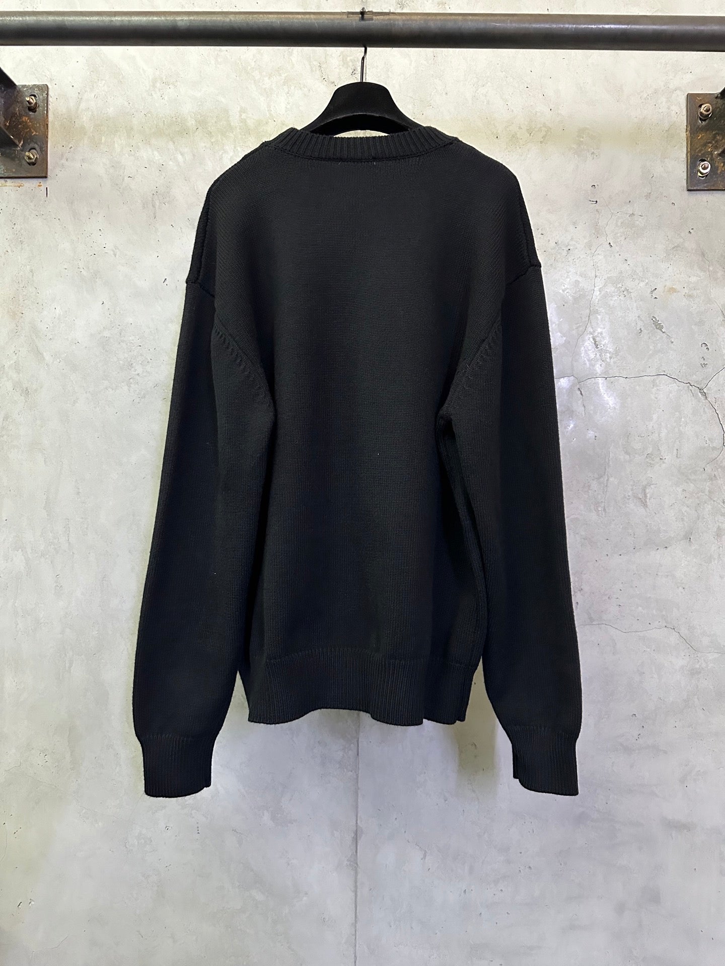 Fendi black knit crewneck sweater, plain back with ribbed cuffs and hem