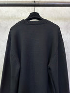 Fendi black knit crewneck sweater back view with ribbed collar and sleeves