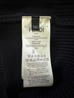 Fendi black knit sweater care label with size 50 and fabric content details