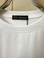White Versace crewneck T-shirt neckline with branded inner neck label