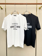 Versace crewneck T-shirt set, white and dark navy, front logo print