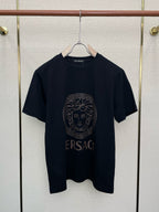 Versace black T-shirt with Medusa logo chest graphic