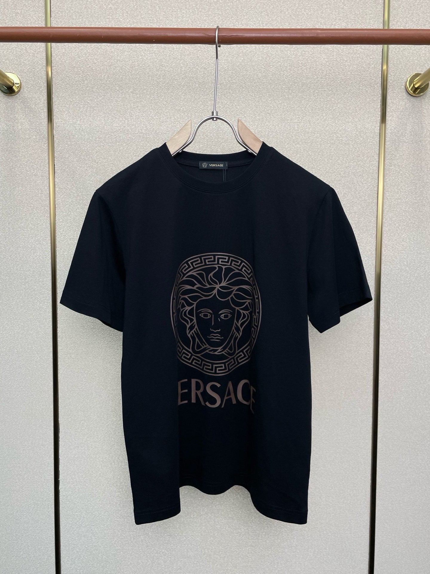 Versace black T-shirt with Medusa logo chest graphic