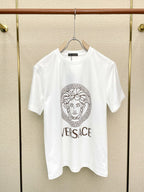 Versace white T-shirt with Medusa logo and VERSACE text print