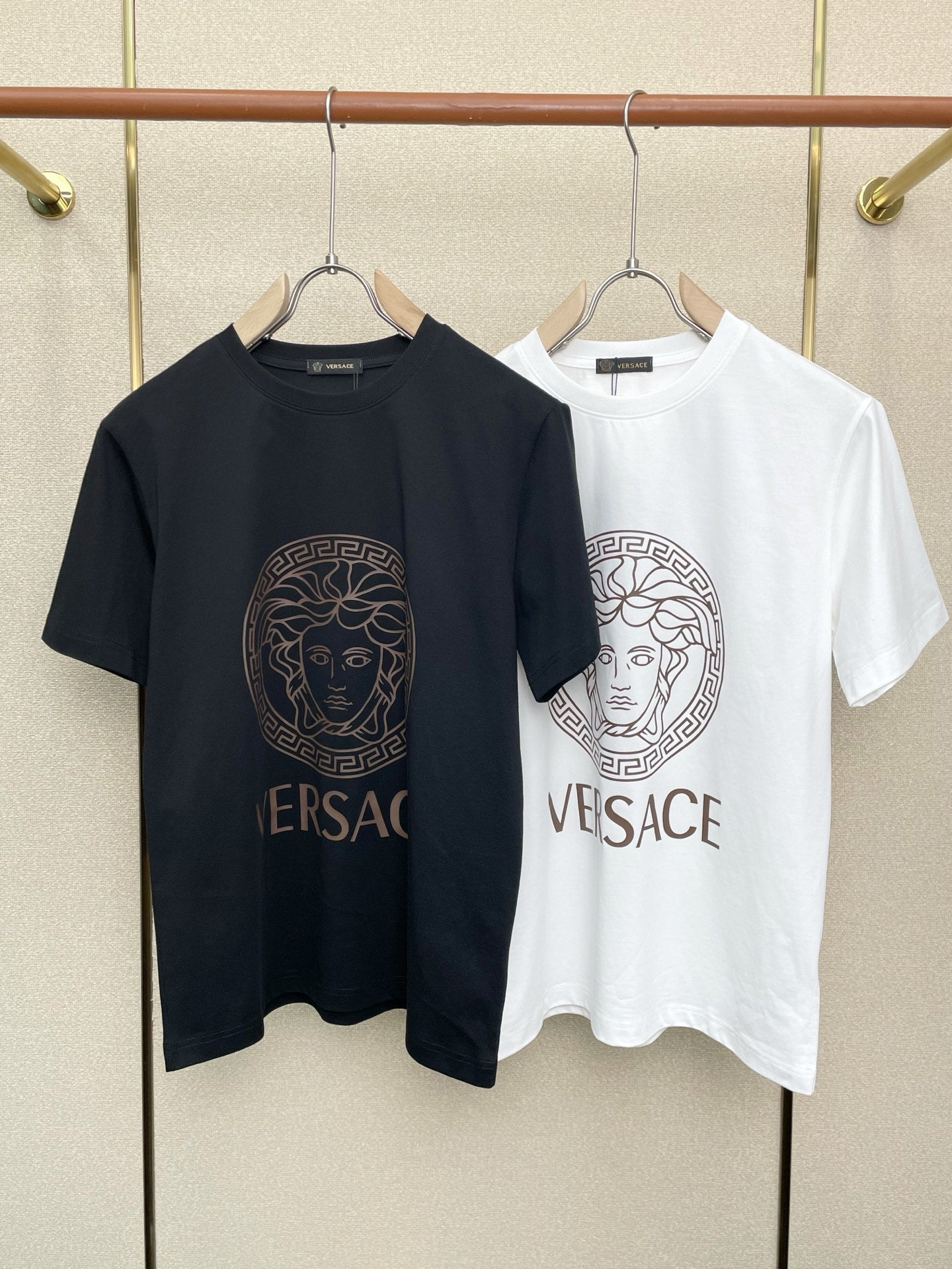 Versace black T-shirt with Medusa logo and VERSACE text print