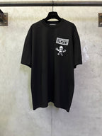 Black crewneck T-shirt with white 'FOTTI' crest graphic and small skull print
