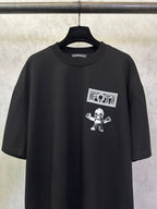 Black crewneck T-shirt with 'FOTTI' crest logo and skull graphic