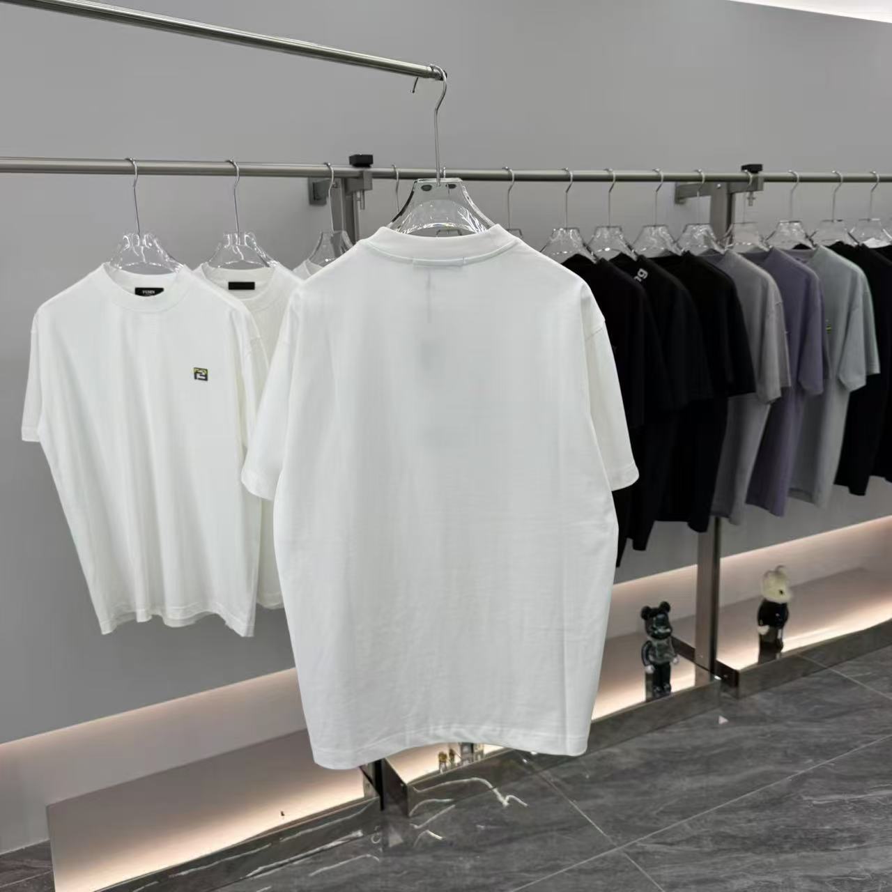 Fendi white short-sleeve T-shirt on hanger, plain front