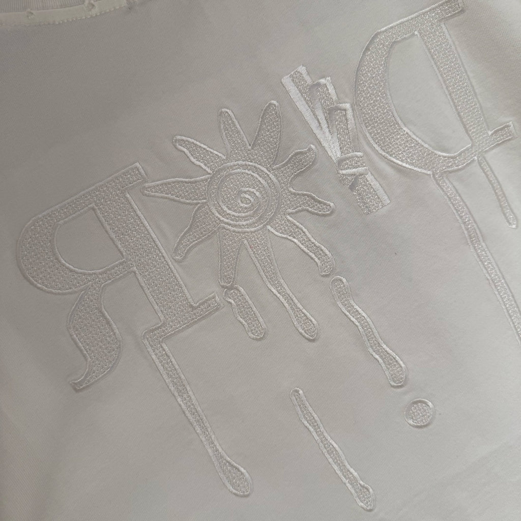 White Dior T-shirt graphic logo embossed across chest