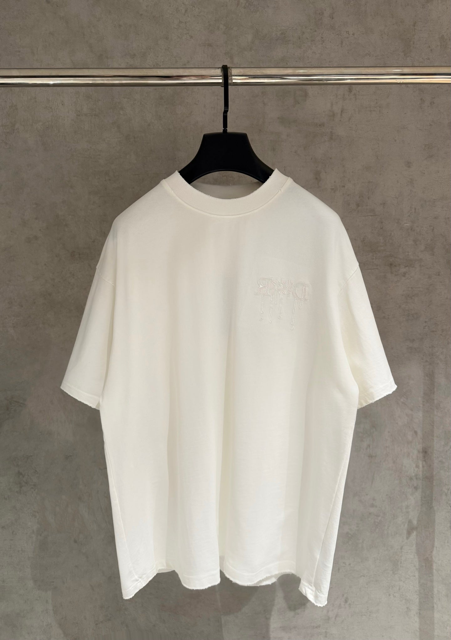 White Dior short-sleeve T-shirt with ribbed crew neck and small chest logo