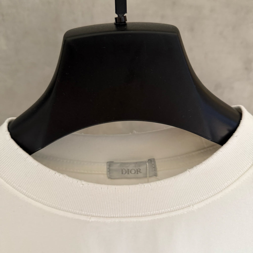 White Dior crew-neck T-shirt neckline with interior brand and size tag