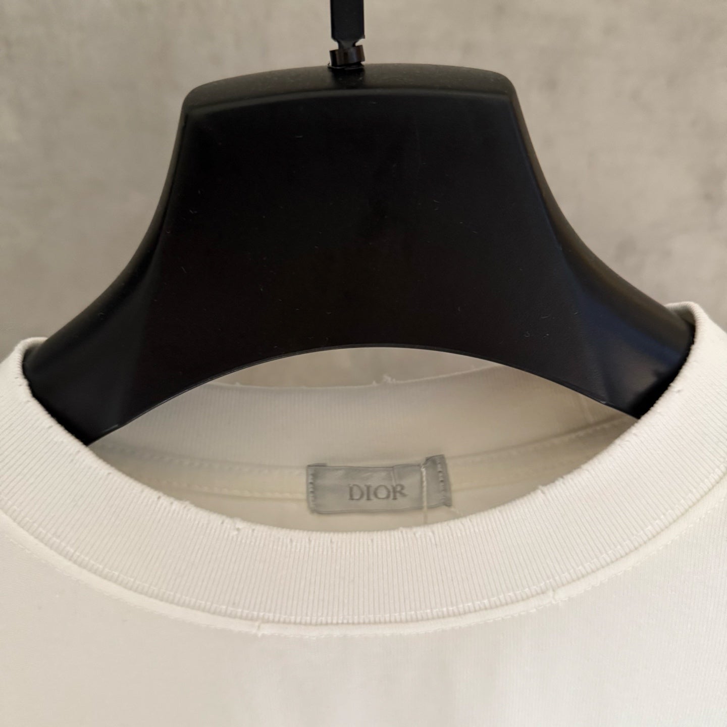 White Dior crew-neck T-shirt neckline with interior brand and size tag