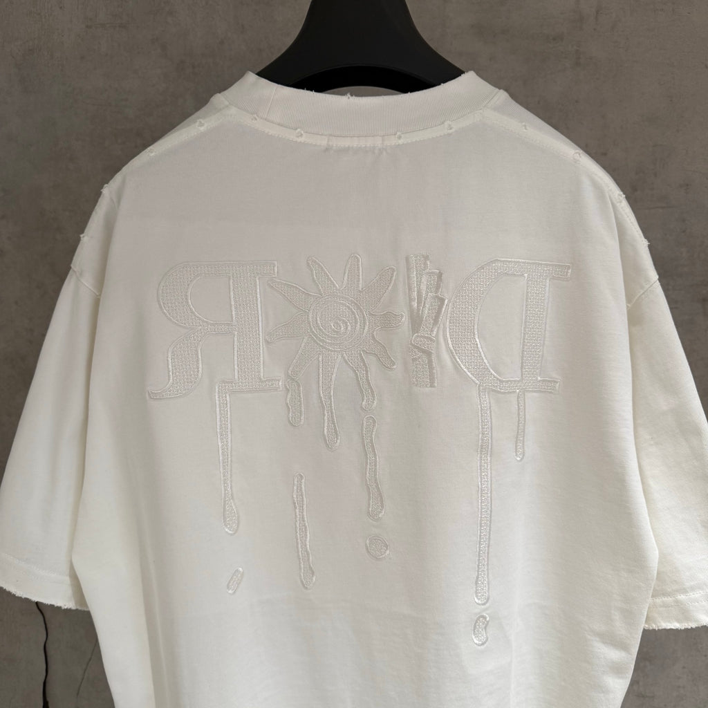 White Dior short-sleeve T-shirt large embossed back logo detail