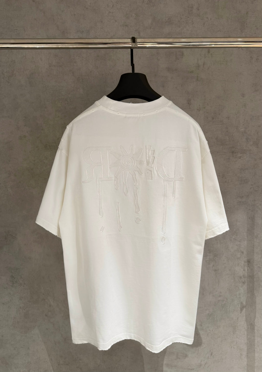 White Dior short-sleeve T-shirt with embossed back logo detail