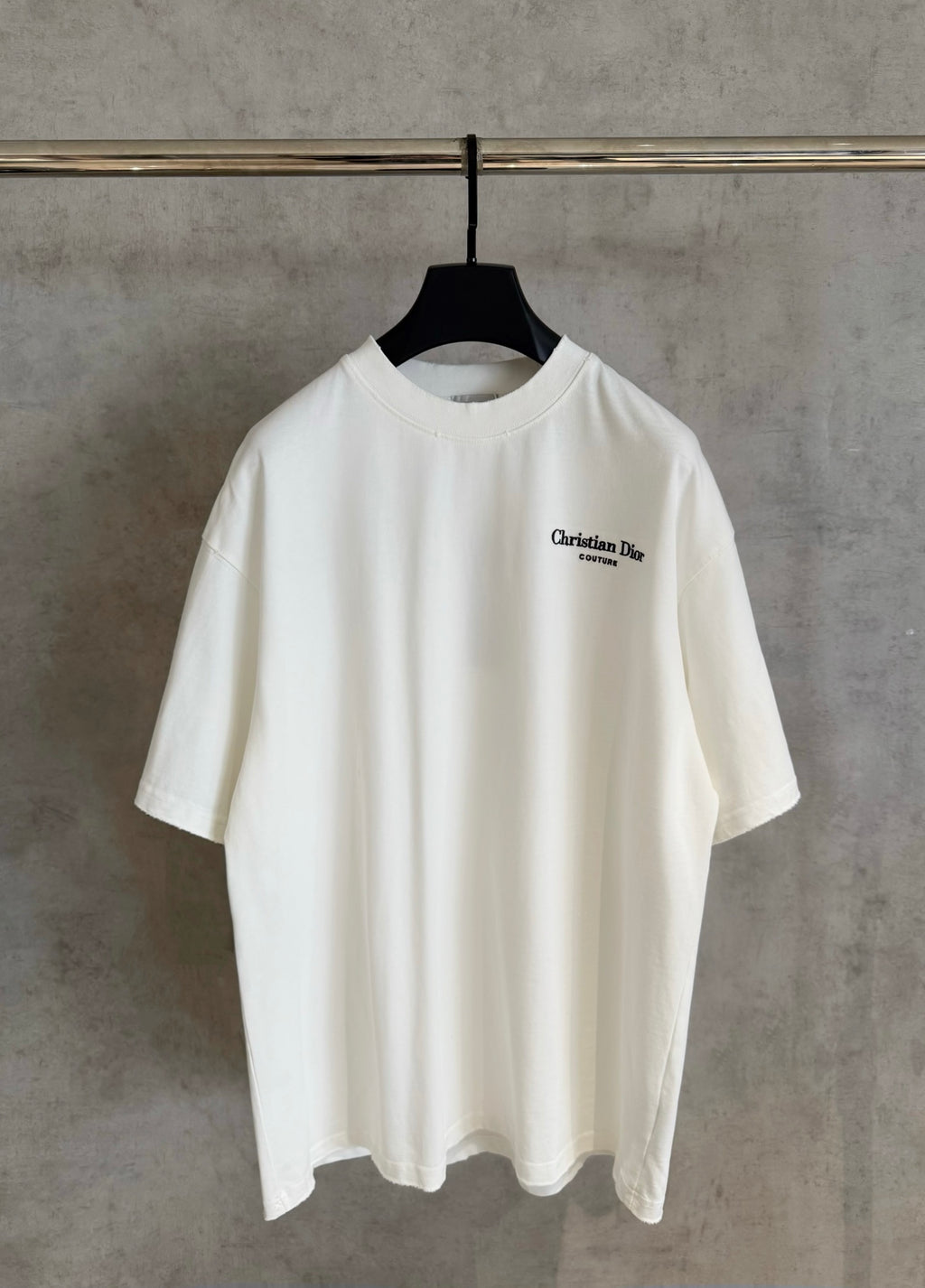 White Christian Dior short-sleeve T-shirt with small chest logo, crew neck