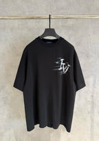 Louis Vuitton black short-sleeve T-shirt with white logo print on front