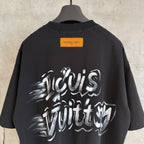 Louis Vuitton black short-sleeve T-shirt with large graffiti logo on back