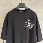 Louis Vuitton black short-sleeve T-shirt with white logo print and crew neck