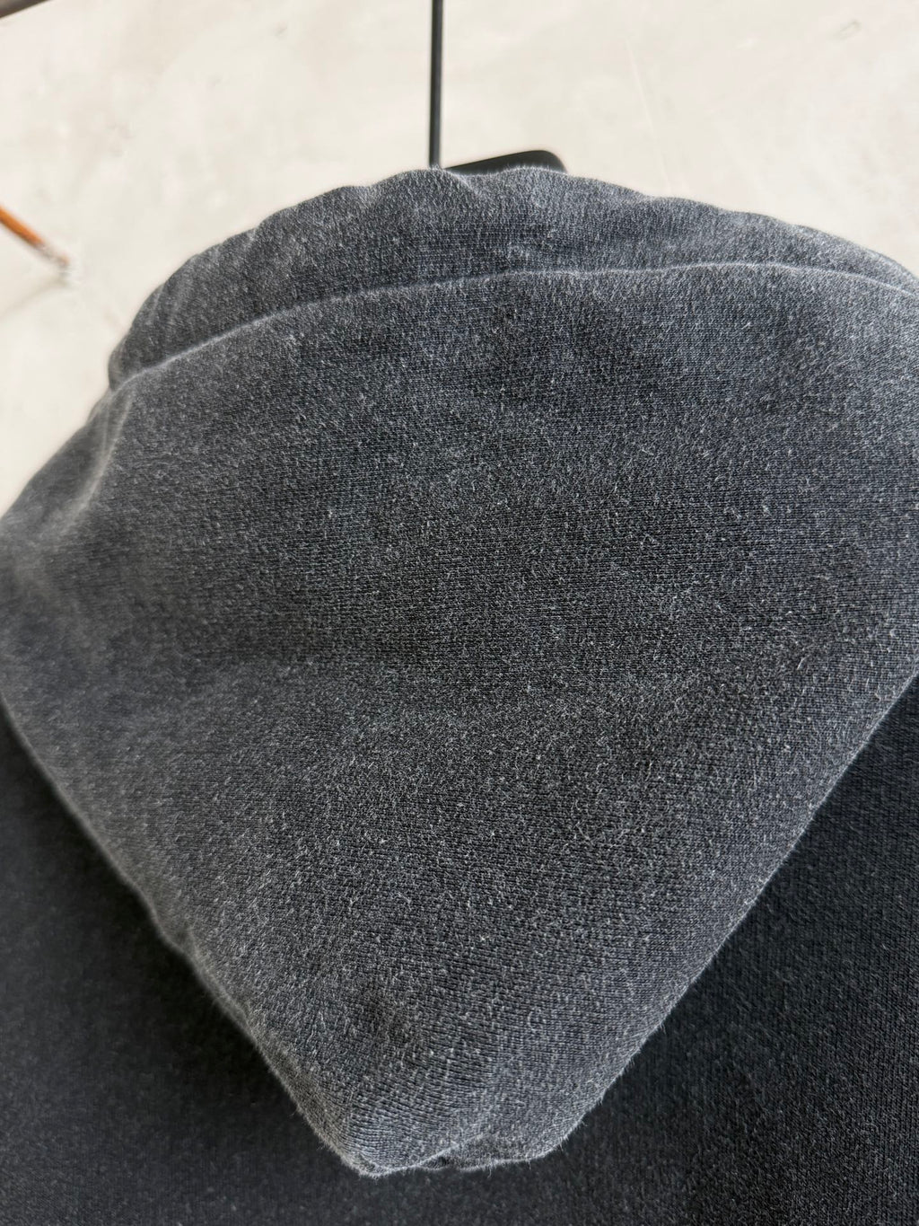 Balenciaga long hoodie hood lining in dark gray textured fabric
