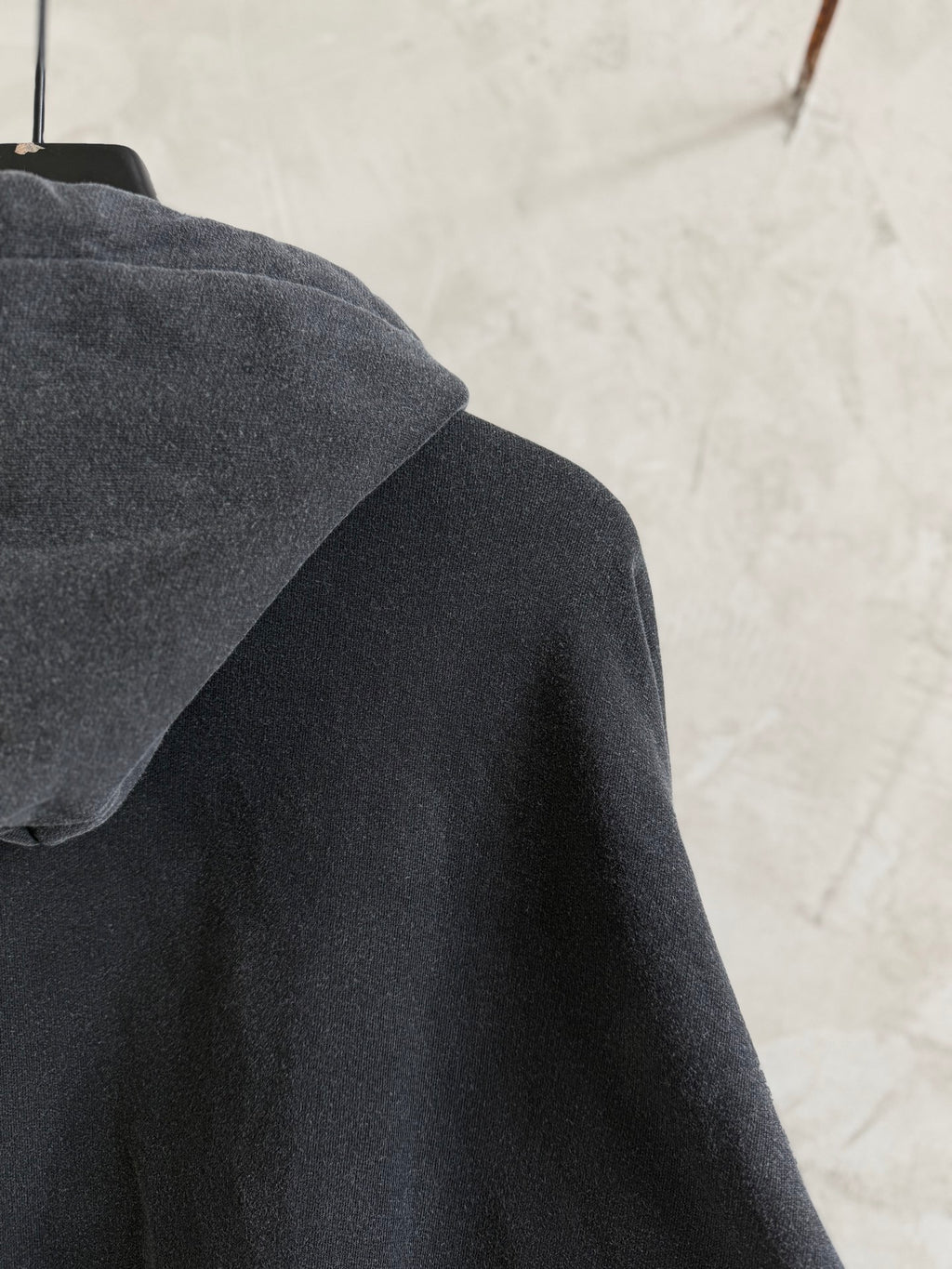 Balenciaga long hoodie hood and shoulder seam in dark gray