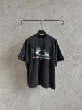 Balenciaga T-shirt in dark gray with white graphic print, crewneck, short sleeves.