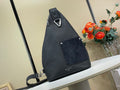 Louis Vuitton bag in dark textured leather with silver-tone buckle and flap pocket