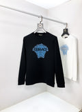 Black Versace crewneck sweatshirt with blue logo graphic on front