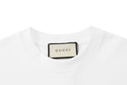 White T-shirt with ribbed crew neck and Gucci label at inside collar