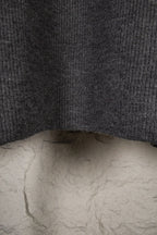 Dark gray knit sweater back with ribbed hem detail