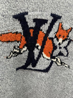 Louis Vuitton logo graphic knit on light blue sweater