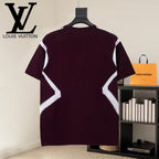 Burgundy raglan T-shirt with white chevron trim on the back