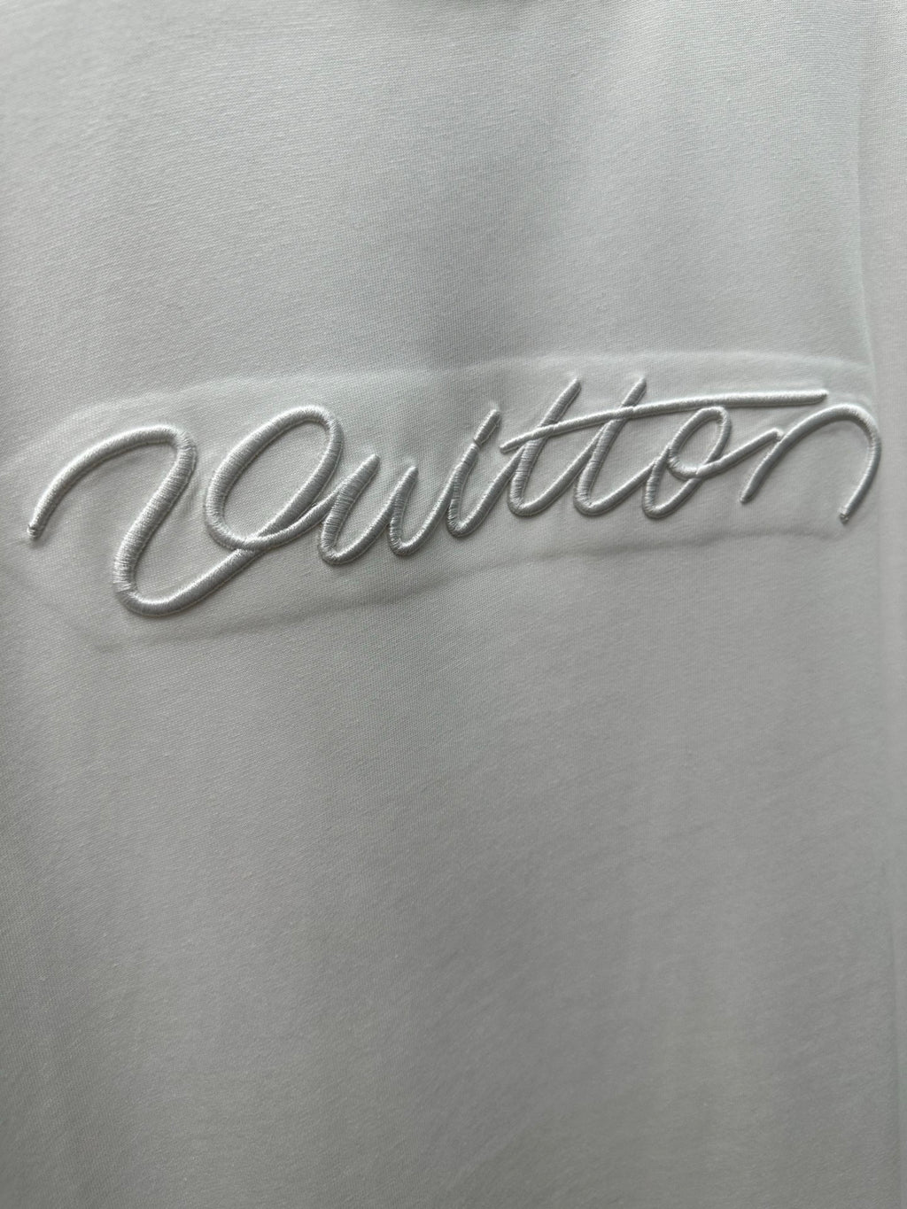 Louis Vuitton chest logo script on white T-shirt