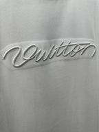 Louis Vuitton chest logo script on white T-shirt