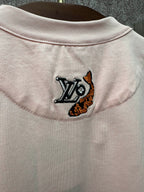 Louis Vuitton pale pink T-shirt back embroidery with LV logo emblem